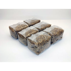 six one pound mushroom grow bag substrate blocks for making grain spawn