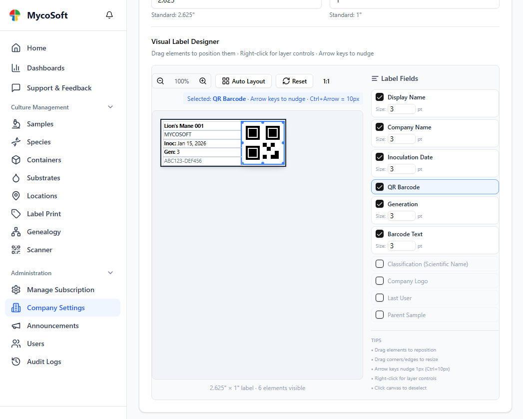 Printable Scannable Culture Labels