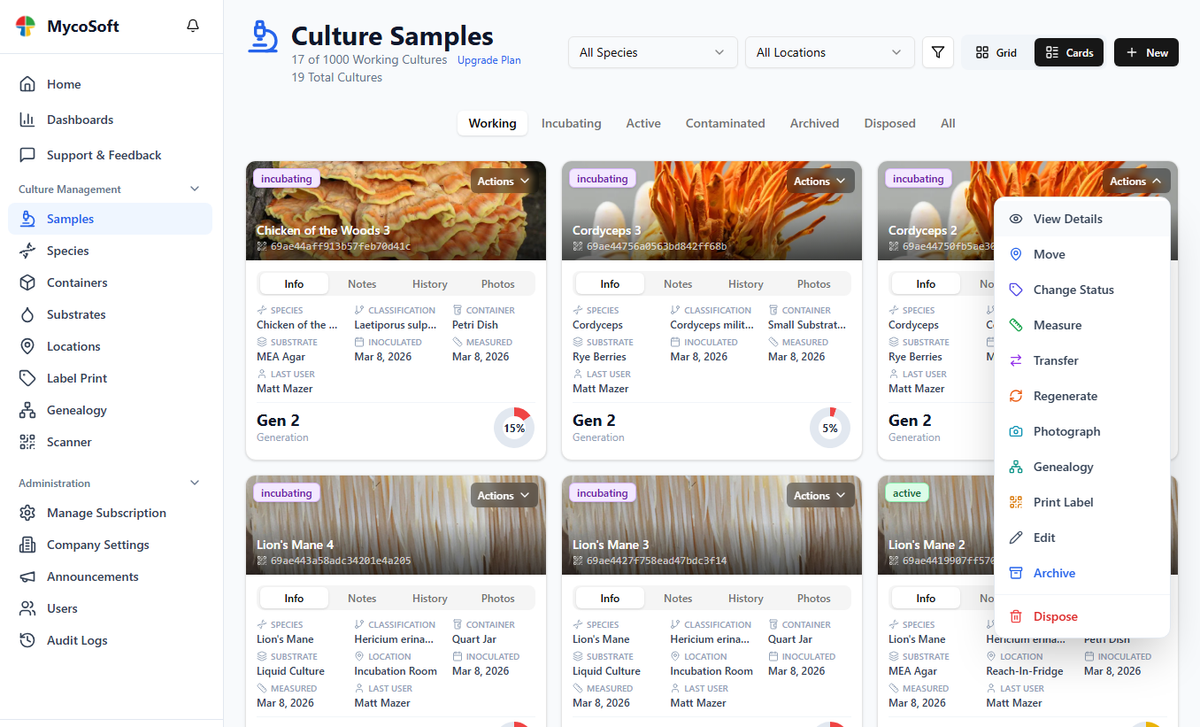 Complete Species & Culture Management