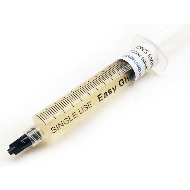 Hericium erinaceus mushroom liquid culture, guaranteed viable culture, professional grade syringe. lion's mane culture